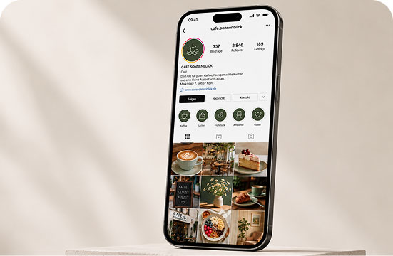 Social Media Account auf einem Handy Display